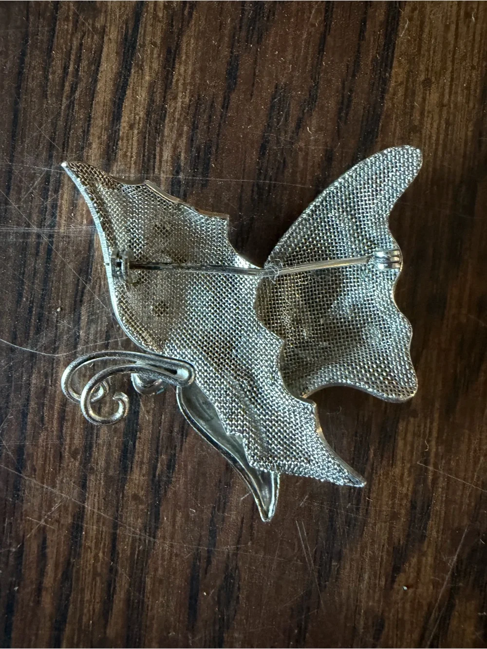 Silver-Tone Filigree Butterfly Pendant with Teal Stone